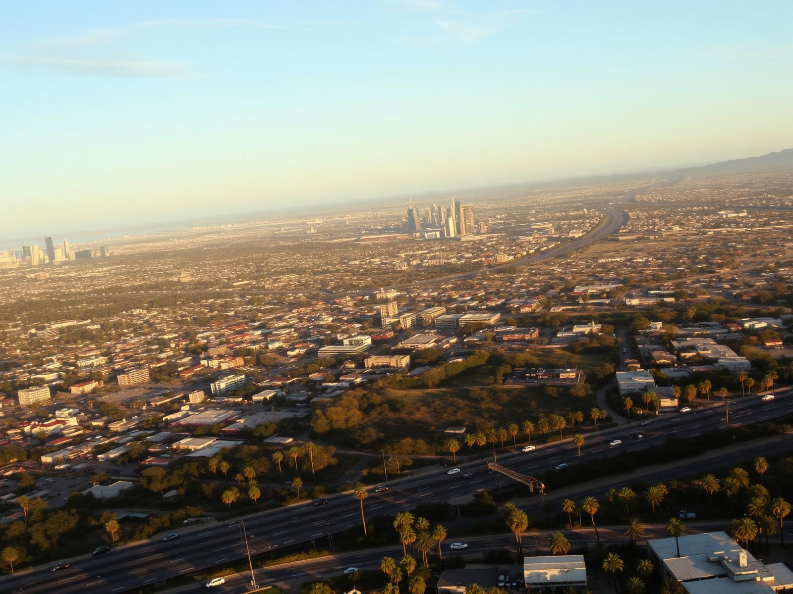 Enterprise business district at dusk